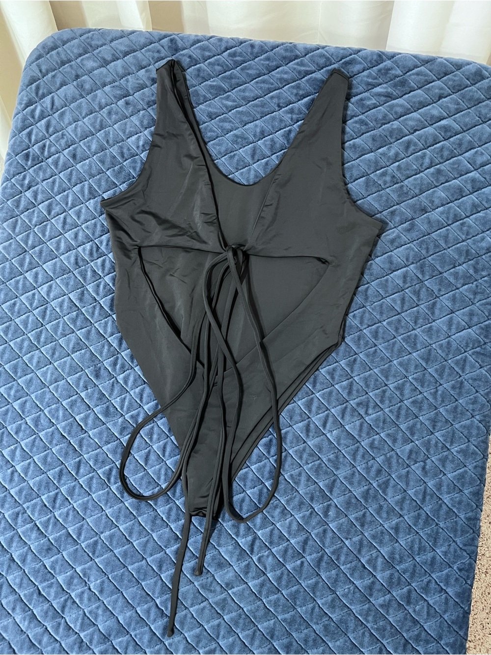 Fashion Nova Black Tie-Back Scoop Neck Bodysuit
